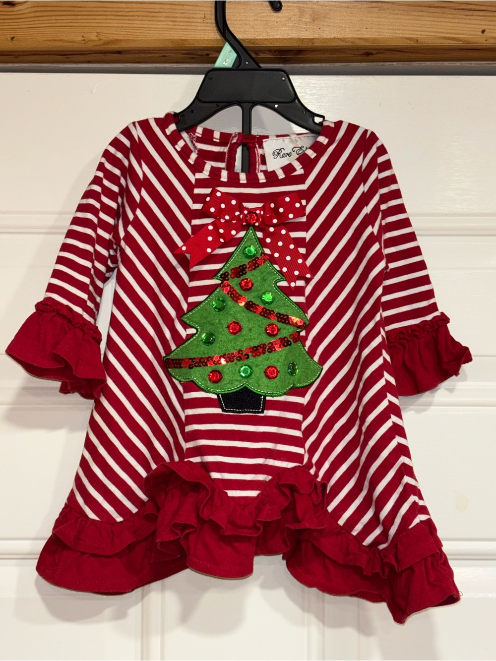 Rare Editions Red & White Striped Dress with Bow Accent